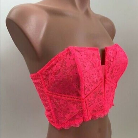 💕Victoria's Secret Dream Angels Lace Corset Bra Neon Pink NWT -Limited Edition - Picture 3 of 9